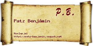 Patz Benjámin névjegykártya